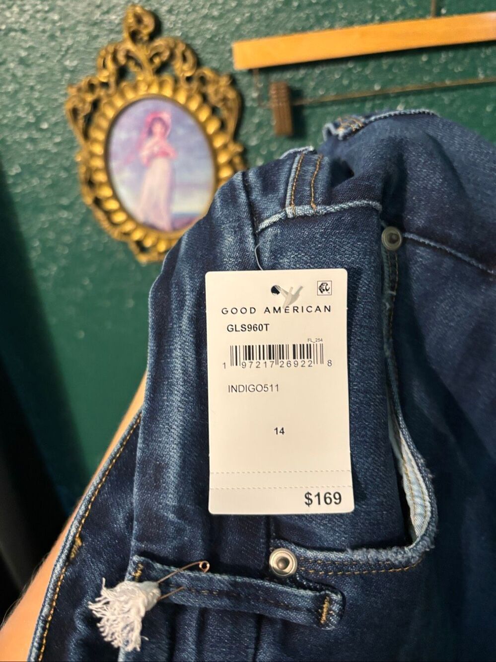 Good American Good Legs Straight Leg Jeans Size 14 Indigo Blue NWT - Picture 5 of 6
